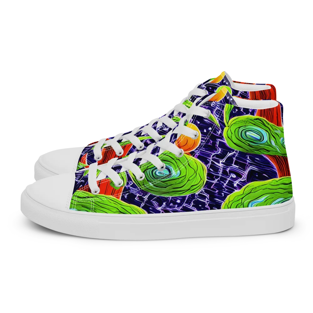 Psychedelic Grove on Women's High Top Canvas Shoes — Left
