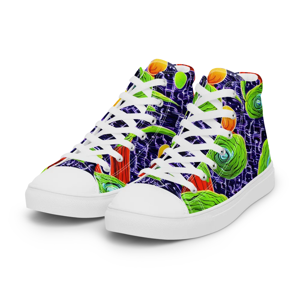 Psychedelic Grove on Women's High Top Canvas Shoes — Left Front
