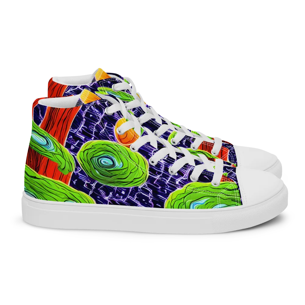 Psychedelic Grove on Women's High Top Canvas Shoes — Right