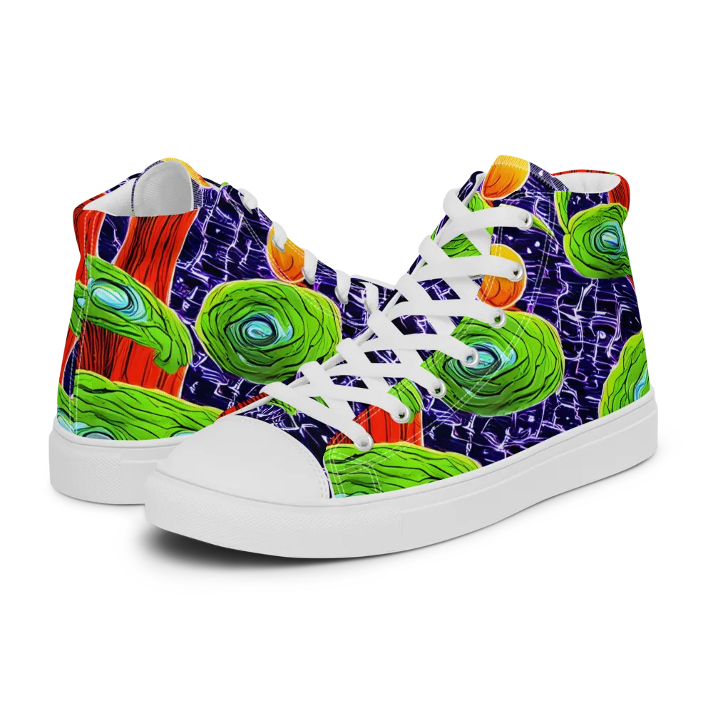 Psychedelic Grove on Women's High Top Canvas Shoes — Left