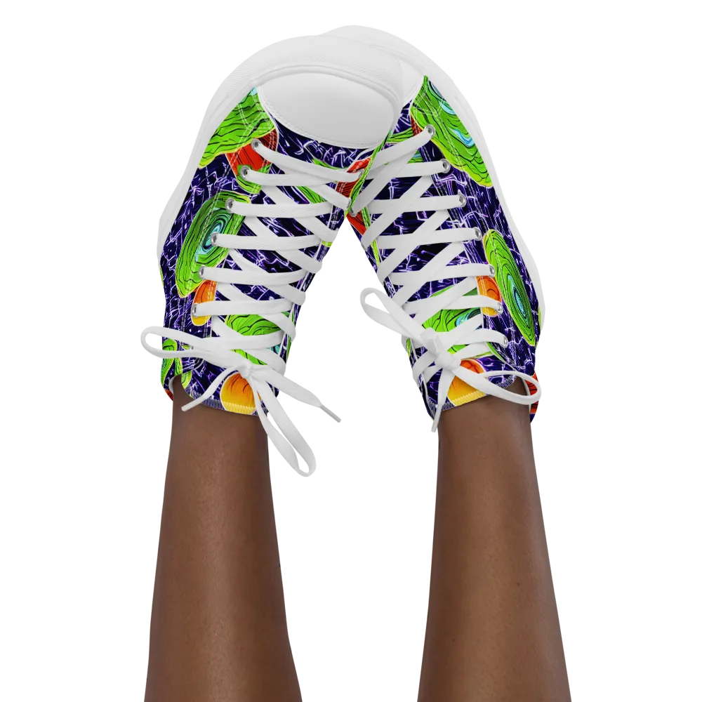 Psychedelic Grove on Women's High Top Canvas Shoes — Front