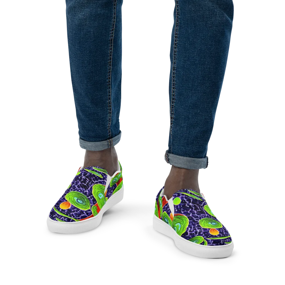 Psychedelic Grove on Men's Slip-On Canvas Shoes — Front