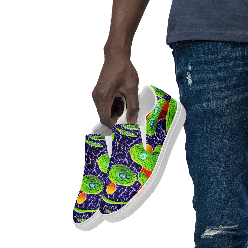 Psychedelic Grove on Men's Slip-On Canvas Shoes — Left Front