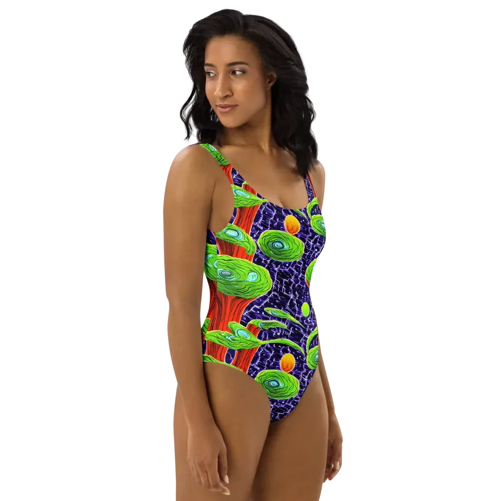 Psychedelic Grove on One-Piece Swimsuit — Right