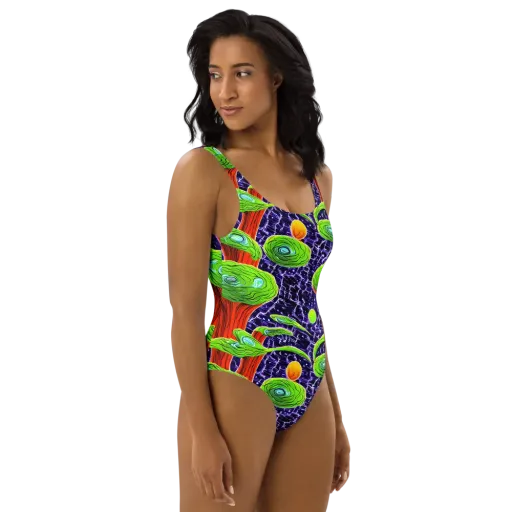 Psychedelic Grove on a One-Piece Swimsuit