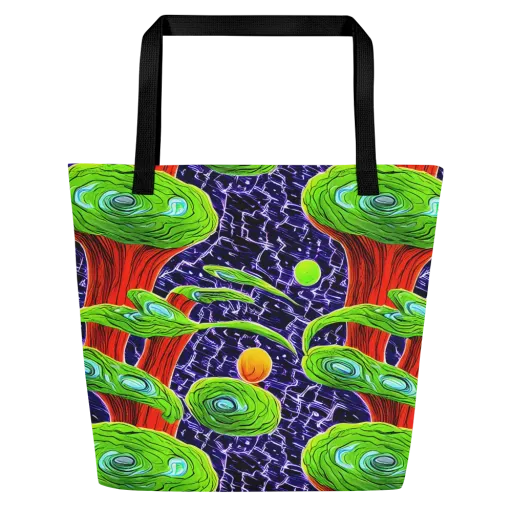 Psychedelic Grove on a Large Tote Bag W/ Pocket