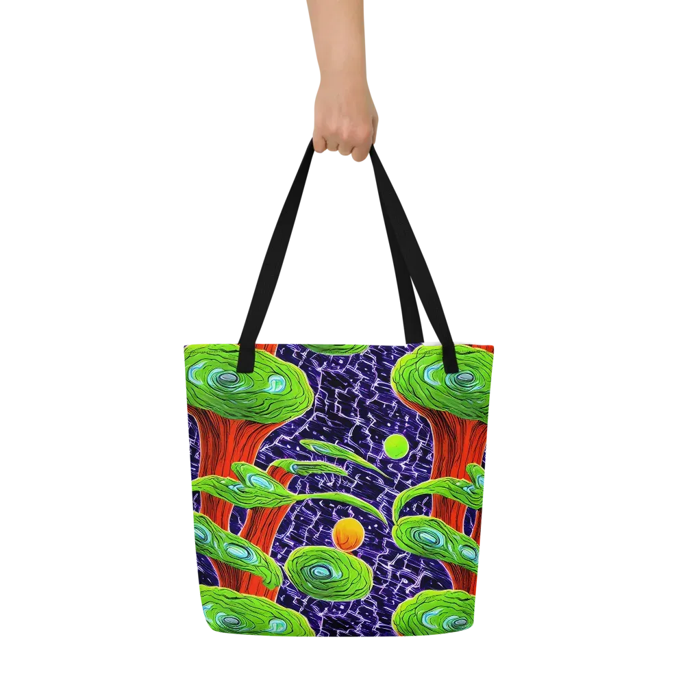 Psychedelic Grove on Large Tote Bag W/ Pocket — Front