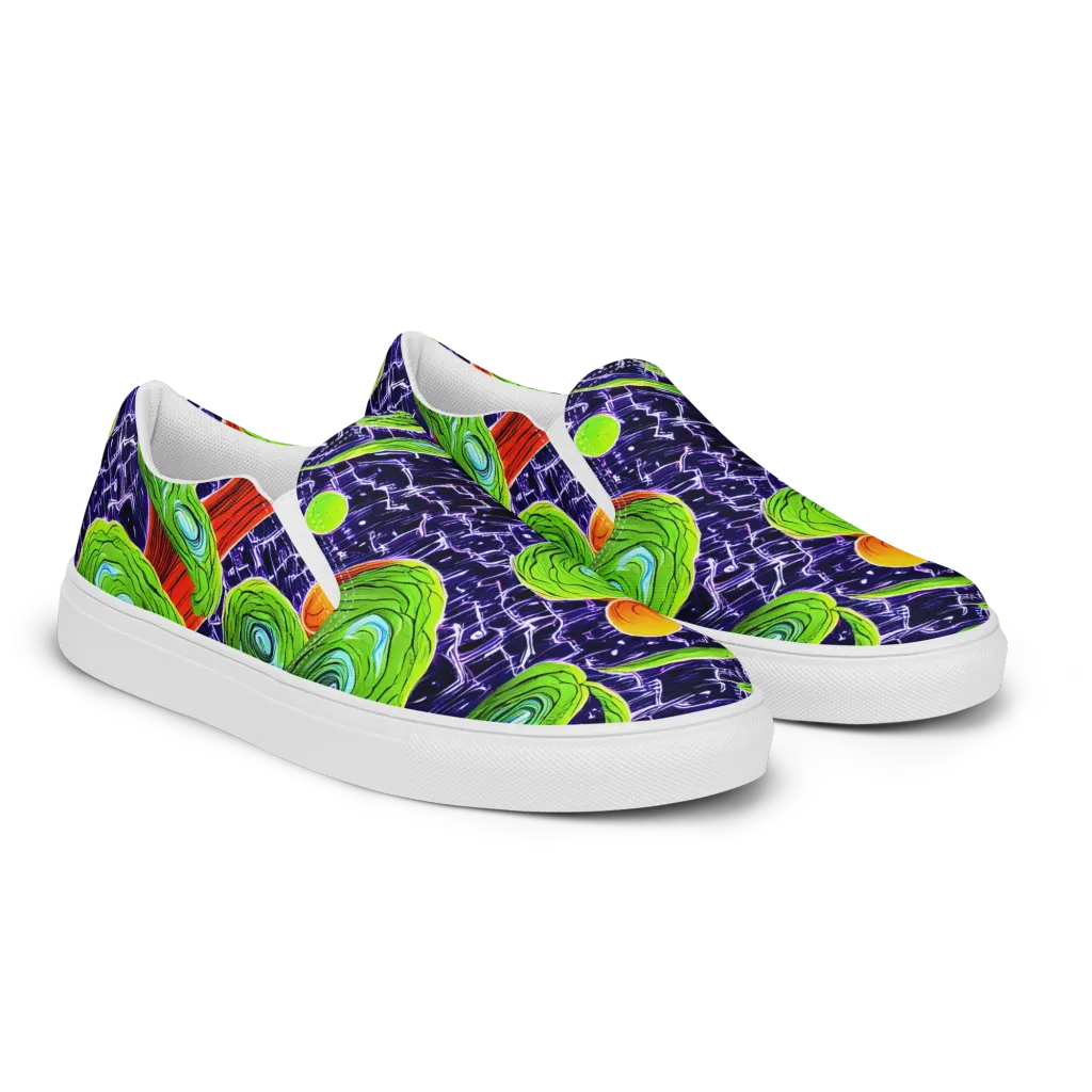 Psychedelic Grove on Women's Slip-On Canvas Shoes — Right Front