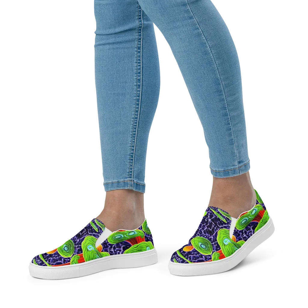 Psychedelic Grove on Women's Slip-On Canvas Shoes — Front
