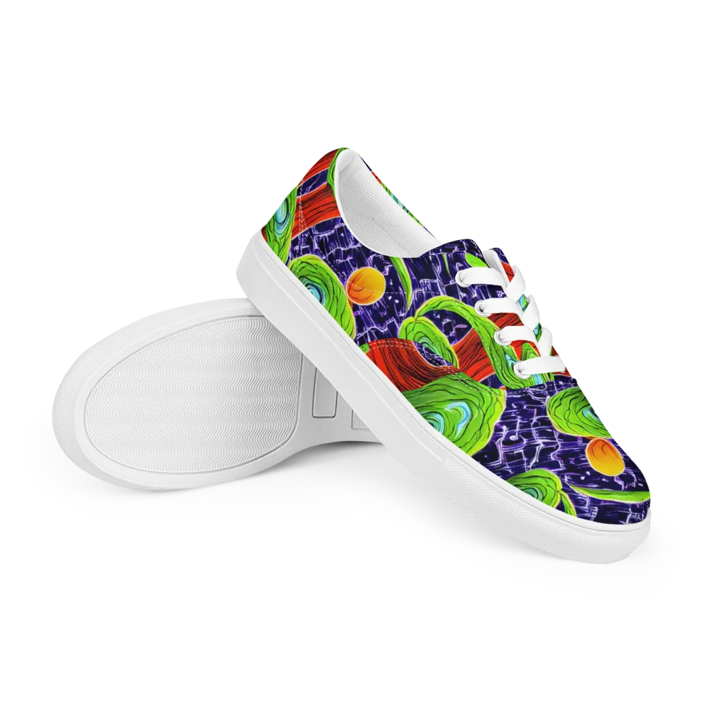 Psychedelic Grove on Men's Lace-Up Canvas Shoes — Right Front