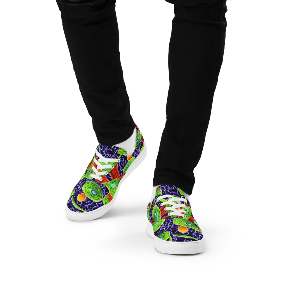 Psychedelic Grove on Men's Lace-Up Canvas Shoes — Front