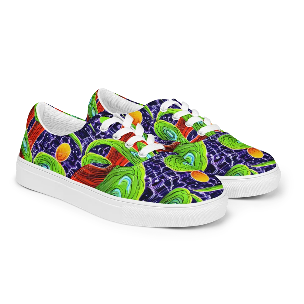 Psychedelic Grove on Men's Lace-Up Canvas Shoes — Right Front