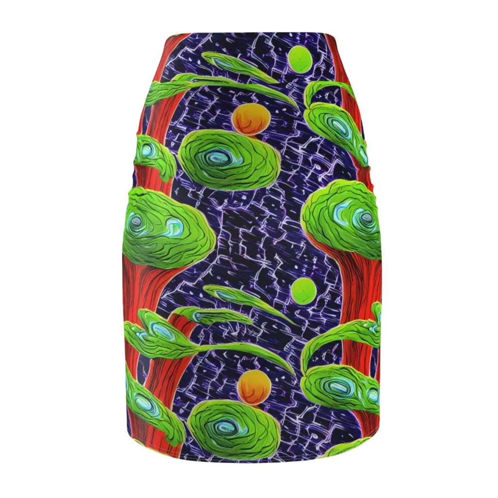 Psychedelic Grove on Pencil Skirt — Back