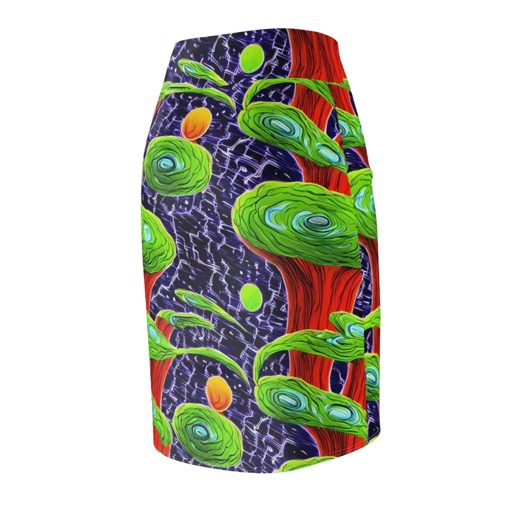 Psychedelic Grove on Pencil Skirt — Back Side