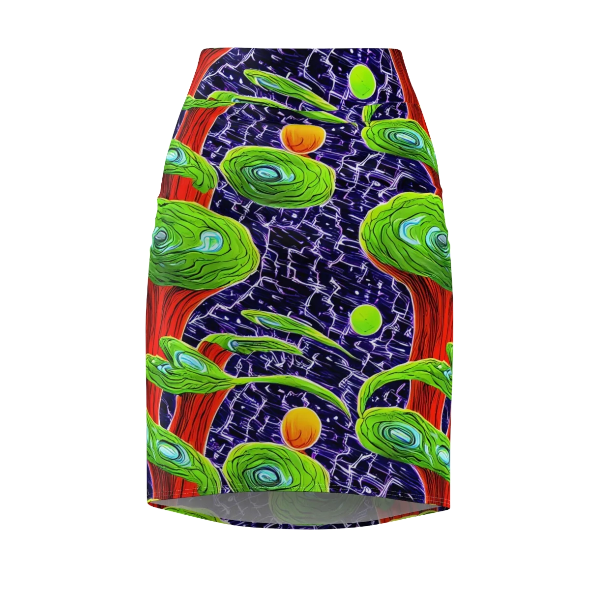 Psychedelic Grove on Pencil Skirt — Front