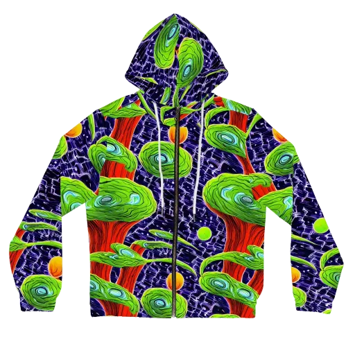 Psychedelic Grove on a Women's Full-Zip Hoodie