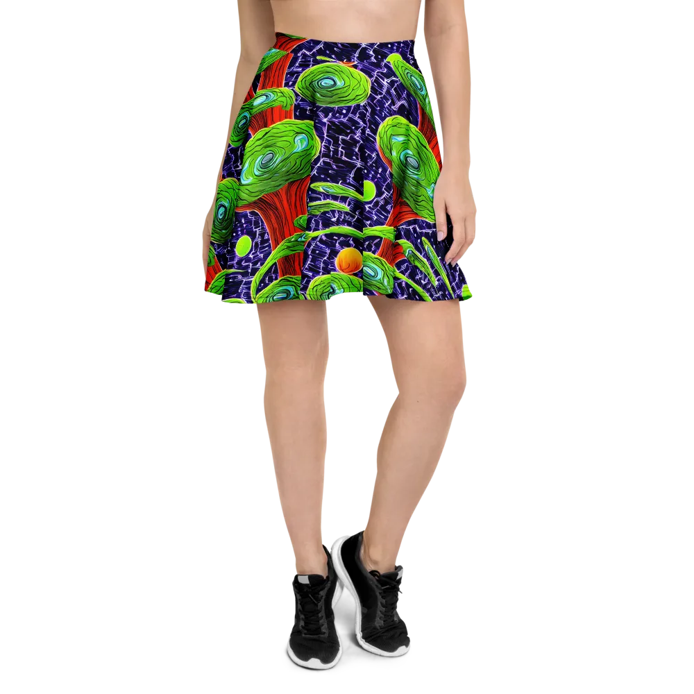Psychedelic Grove on Skater Skirt — Front
