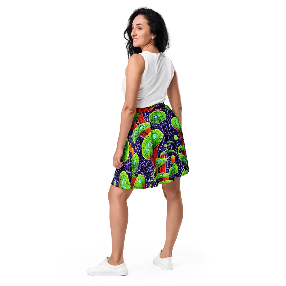 Psychedelic Grove on Skater Skirt — Back