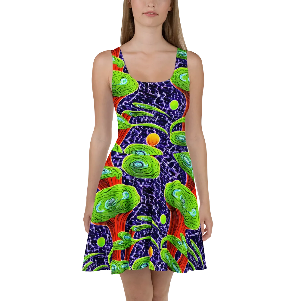 Psychedelic Grove on Skater Dress — Front