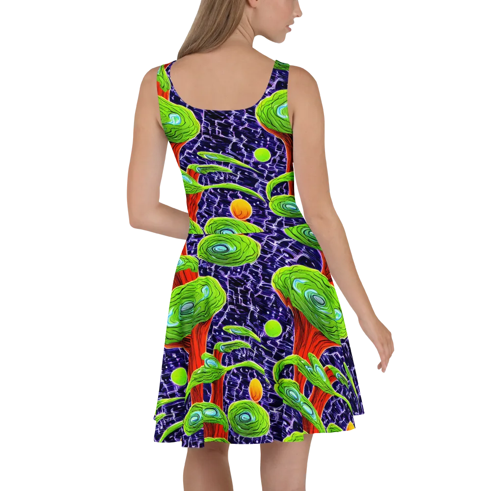 Psychedelic Grove on Skater Dress — Back