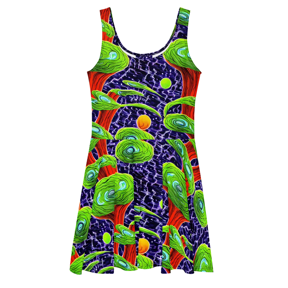 Psychedelic Grove on Skater Dress — Front