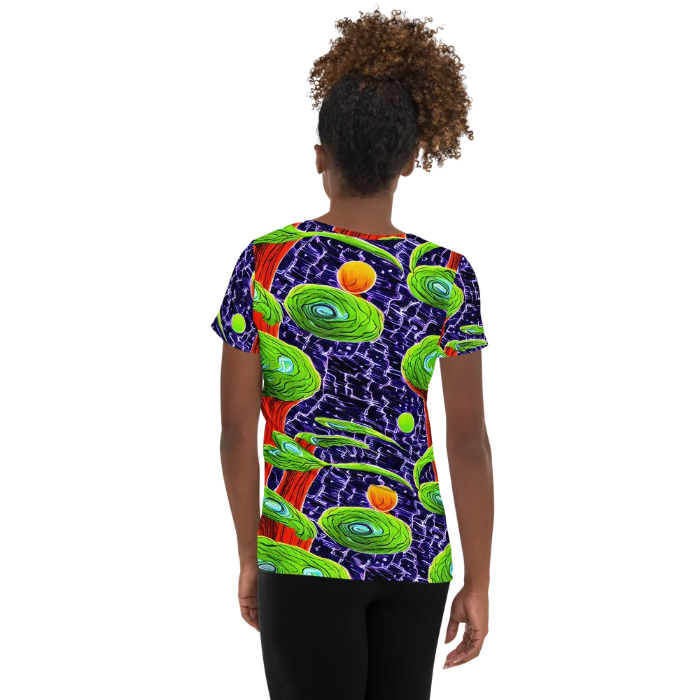 Psychedelic Grove on Women's Athletic T-Shirt — Back
