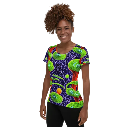 Psychedelic Grove on a Women's Athletic T-Shirt