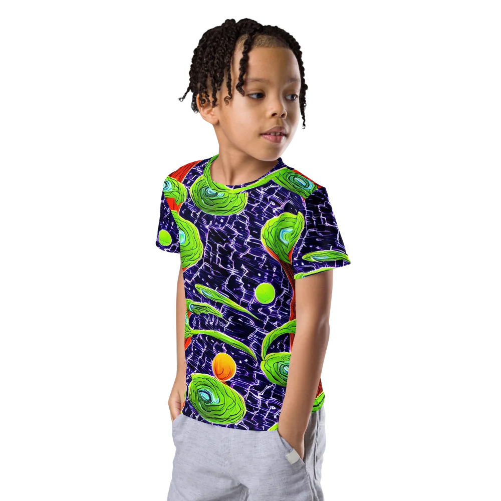 Psychedelic Grove on Kids Crew Neck T-Shirt — Left Front