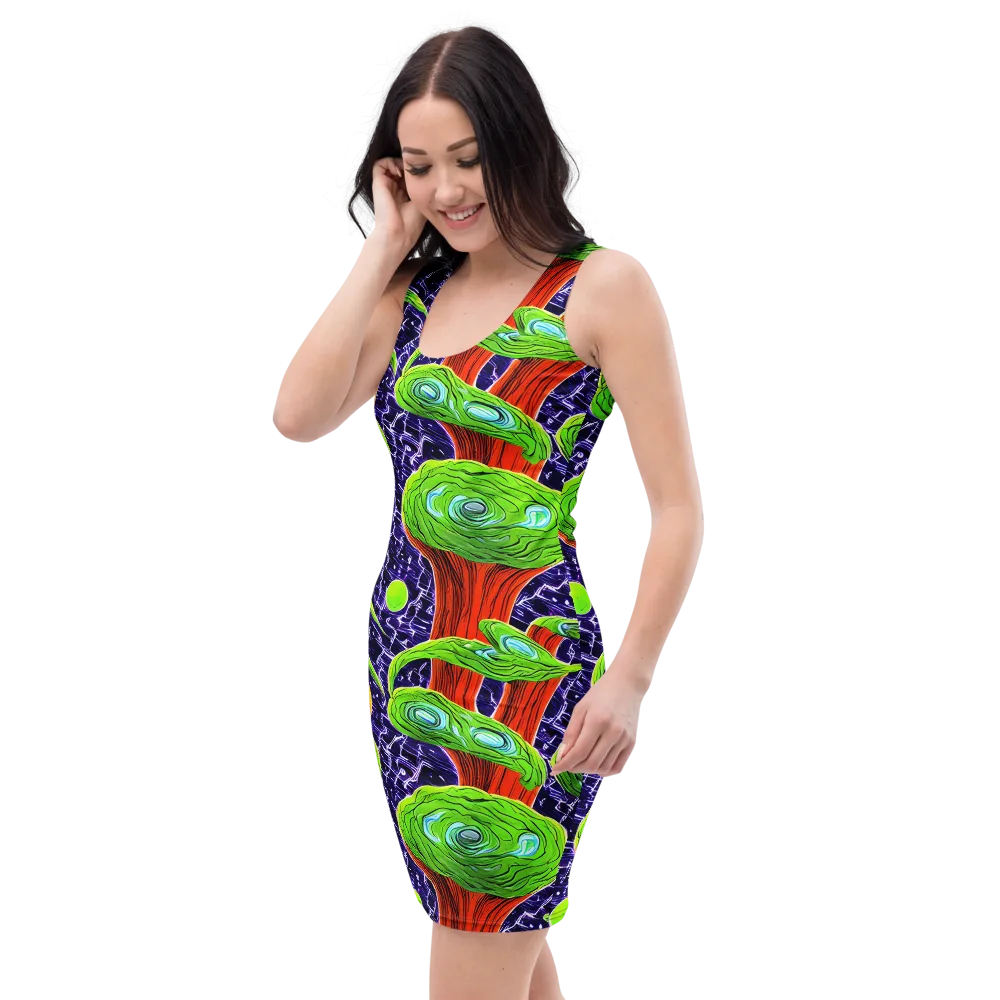 Psychedelic Grove on Bodycon Dress — Left Front