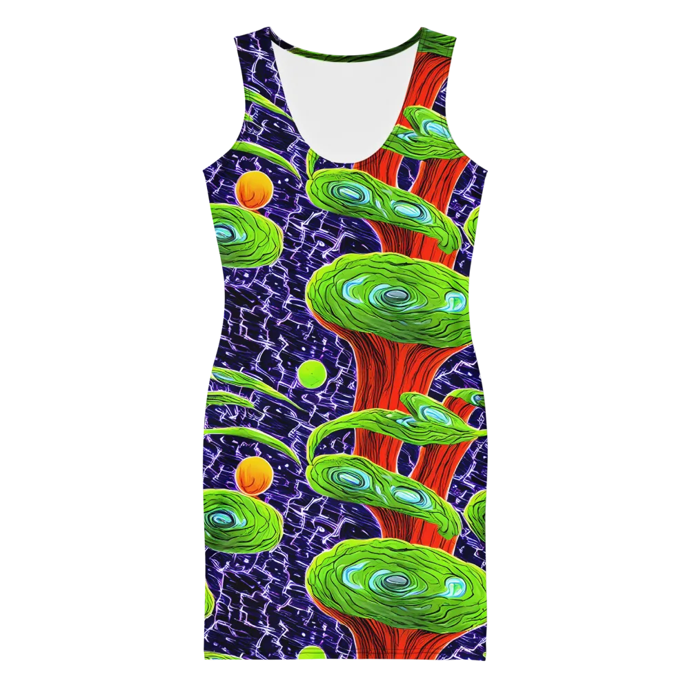 Psychedelic Grove on Bodycon Dress — Front