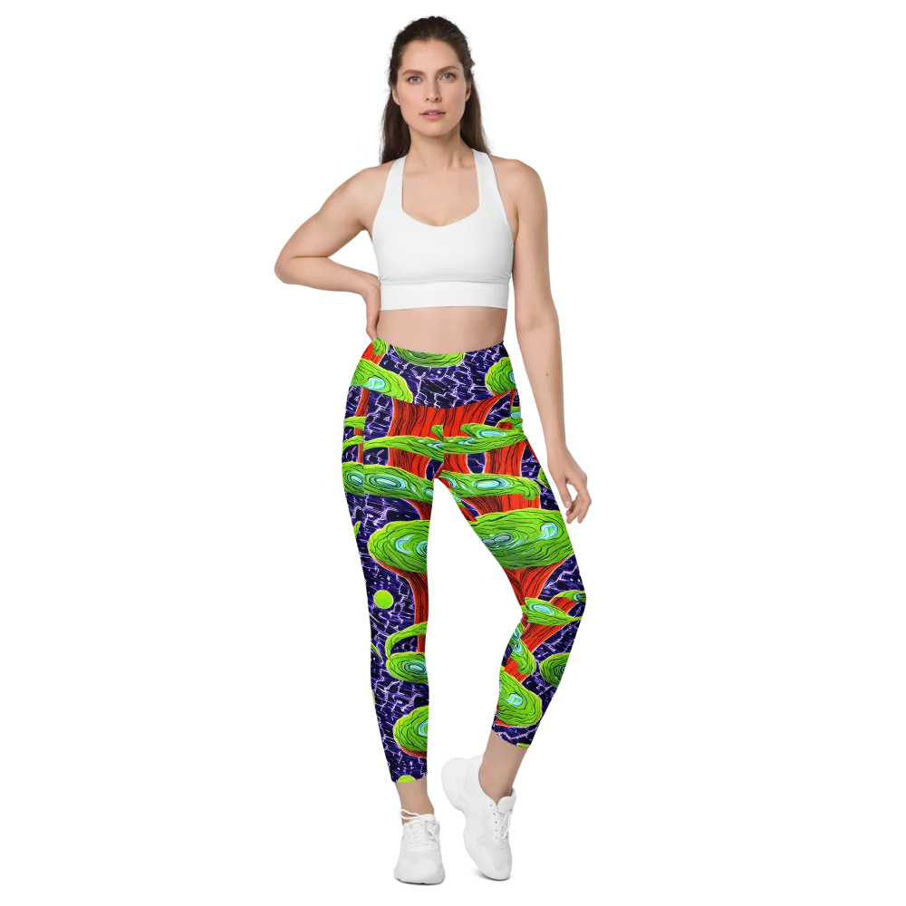Psychedelic Grove on Leggings with Pockets — Front