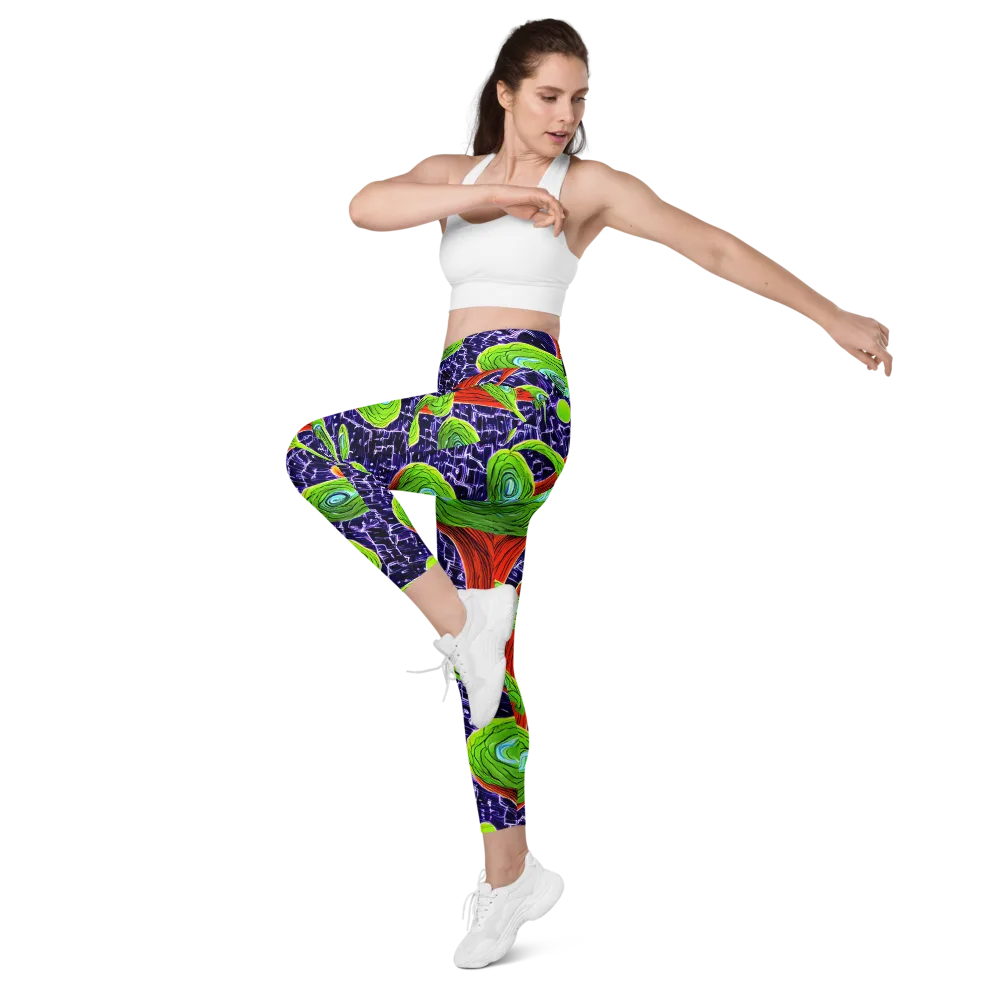 Psychedelic Grove on Leggings with Pockets — Left Front