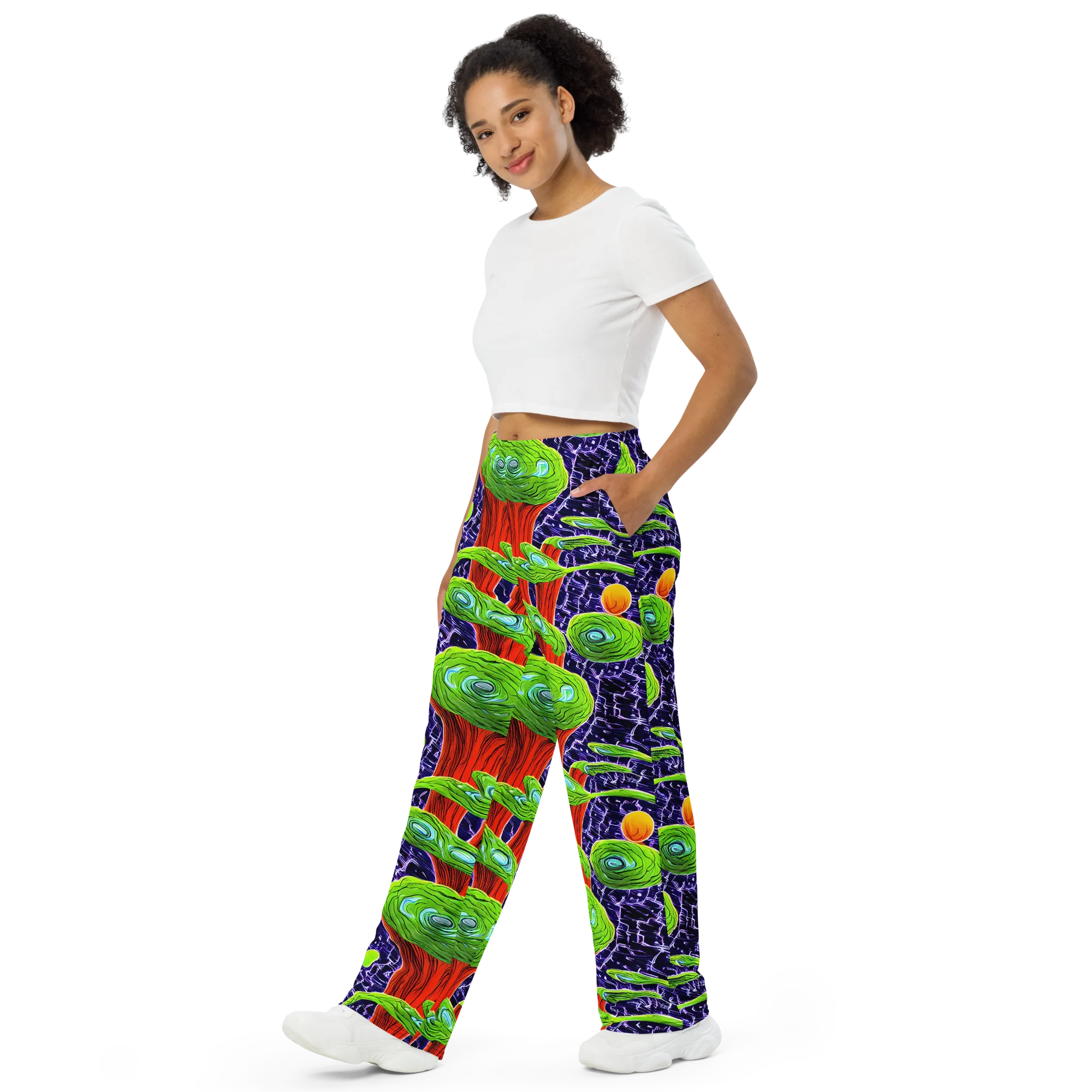 Psychedelic Grove on Wide-Leg Pants — Left Front