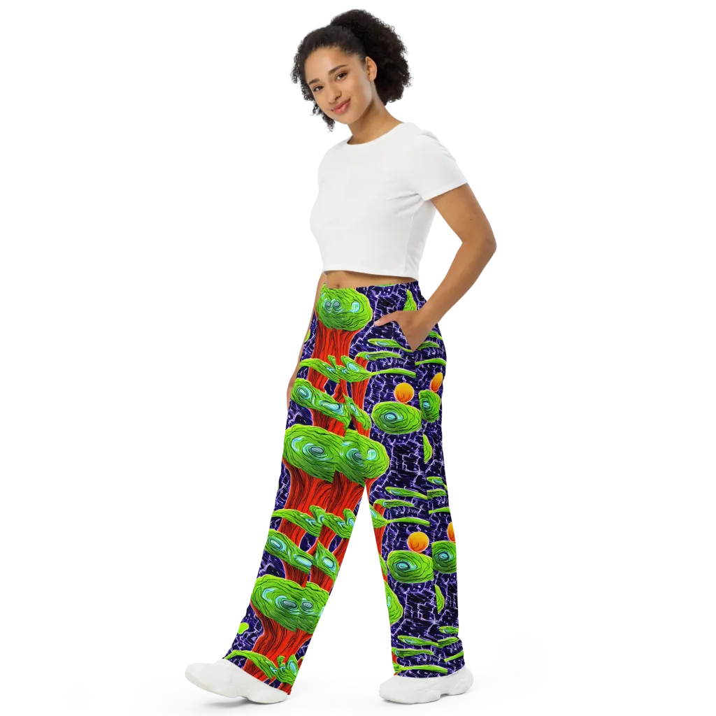 Psychedelic Grove on Wide-Leg Pants — Left Front