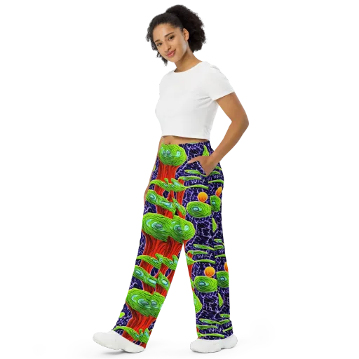 Psychedelic Grove on a Wide-Leg Pants