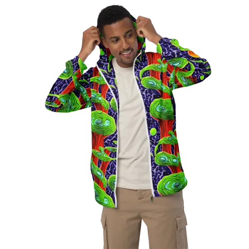 Psychedelic Grove on a Men's Windbreaker