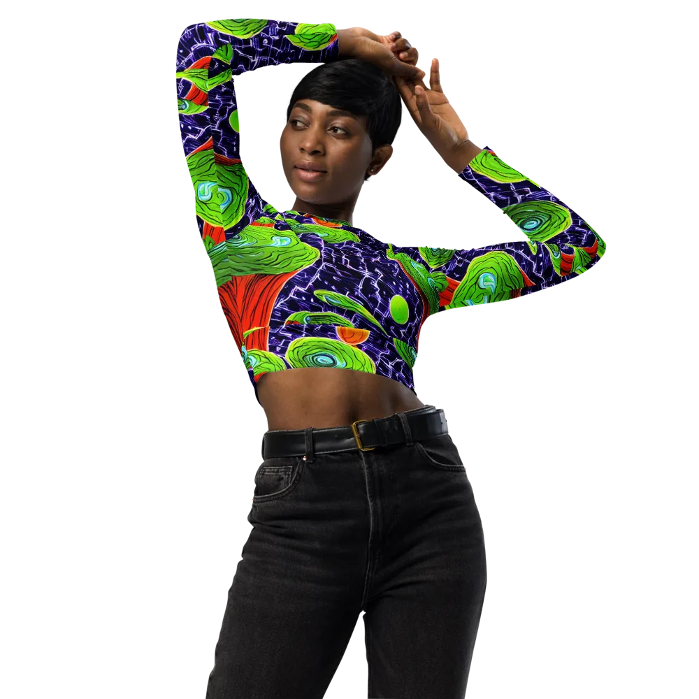 Psychedelic Grove on Long Sleeve Crop Top — Front