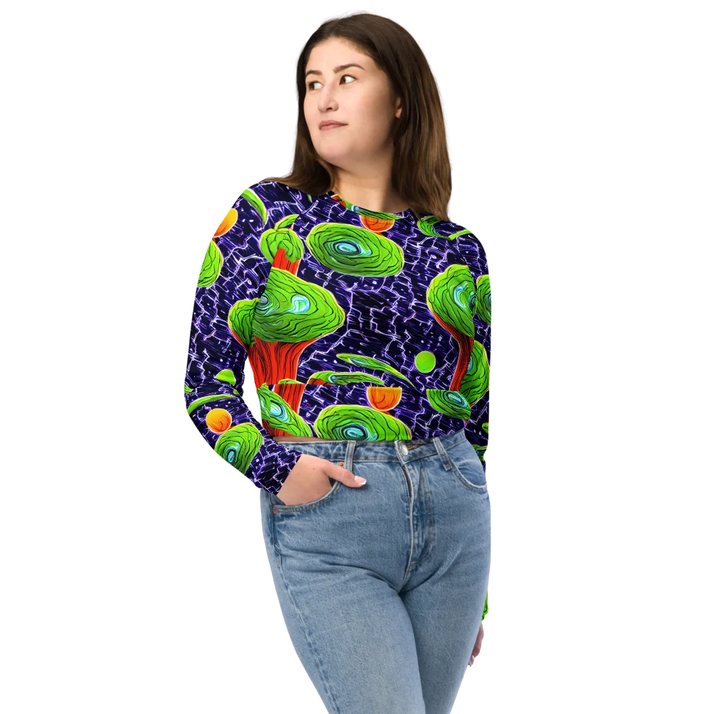 Psychedelic Grove on Long Sleeve Crop Top — Front