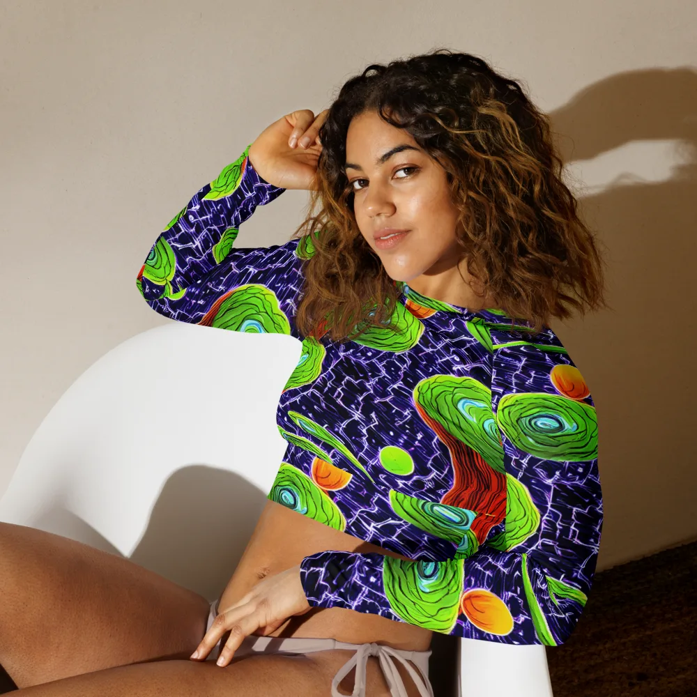 Psychedelic Grove on Long Sleeve Crop Top — Left Front
