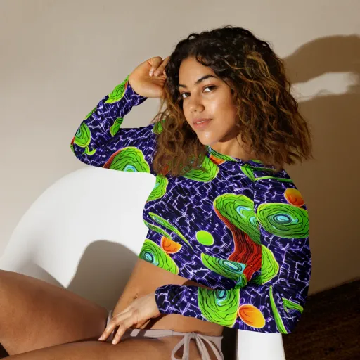 Psychedelic Grove on a Long Sleeve Crop Top