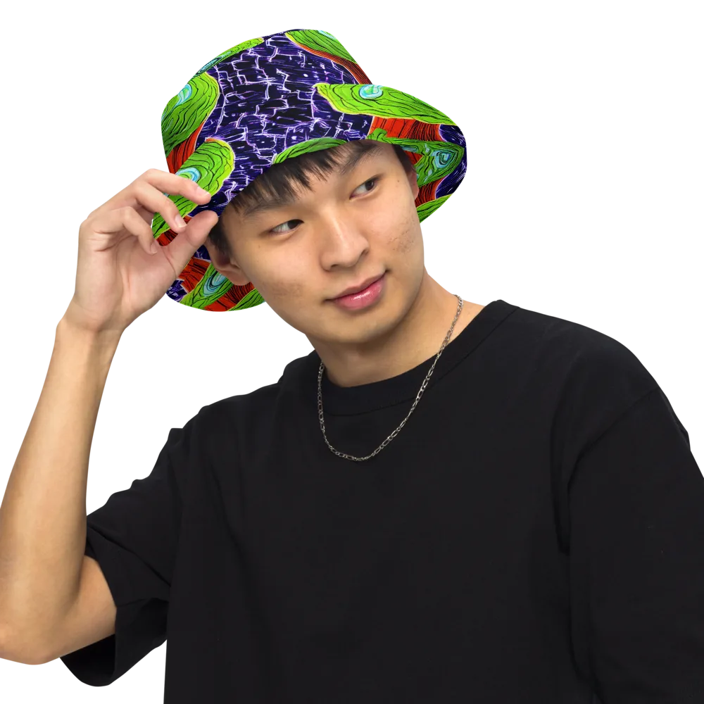 Psychedelic Grove on Reversible Bucket Hat — Front Inside