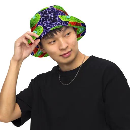 Psychedelic Grove on a Reversible Bucket Hat