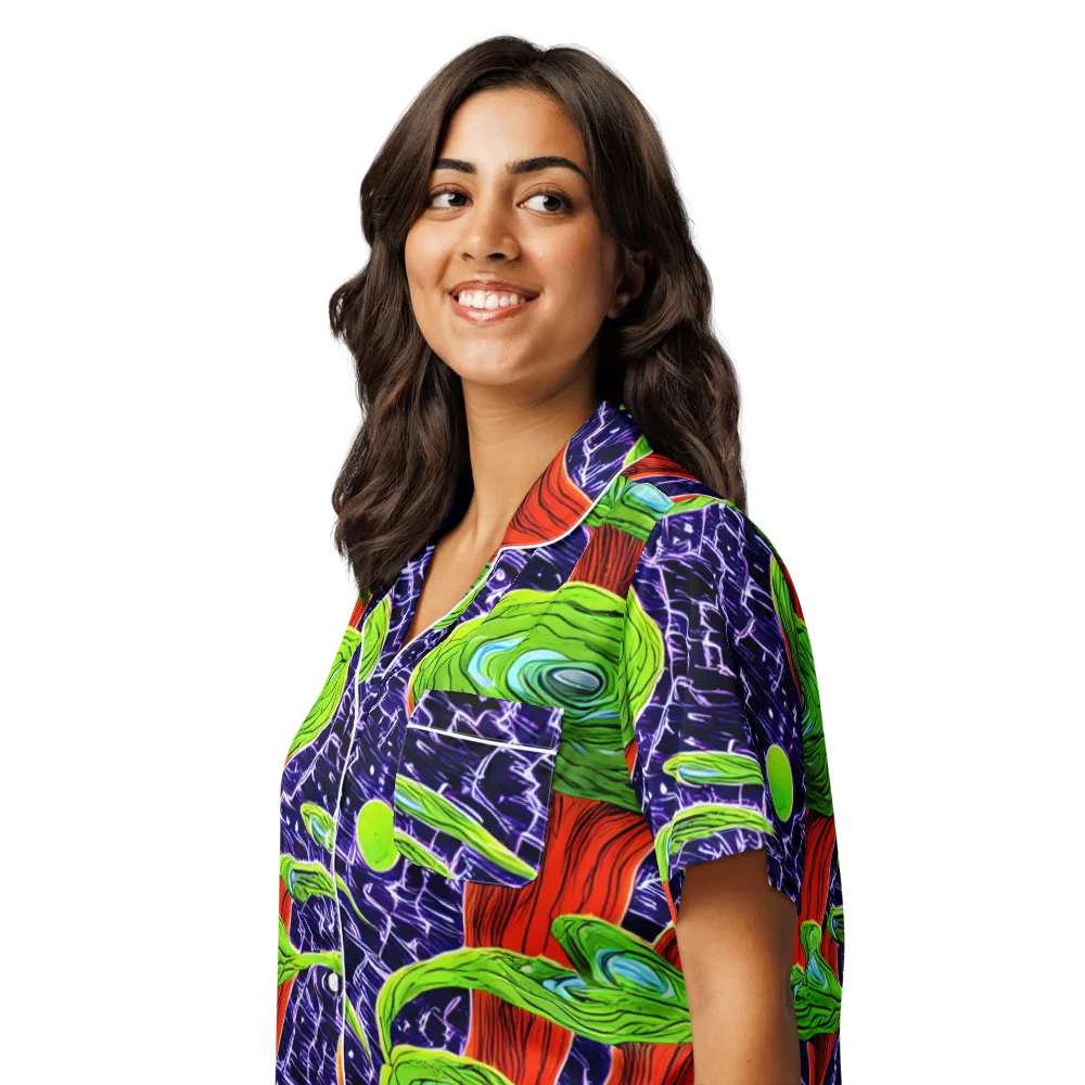 Psychedelic Grove on Women's Short Sleeve Pajama Top — Left Front