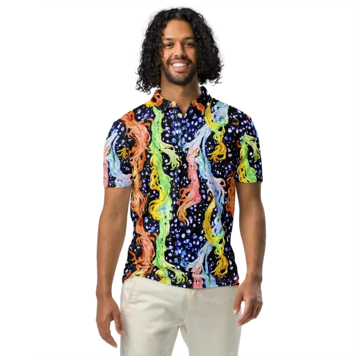 Celestial Serenade on a Men's Slim Fit Polo Shirt