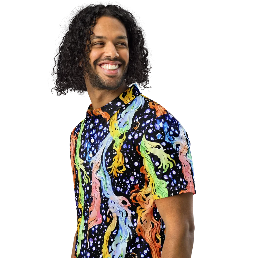 Celestial Serenade on Men's Slim Fit Polo Shirt — Left Front