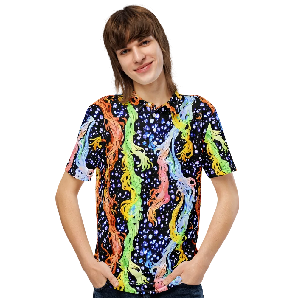 Celestial Serenade on Men's Slim Fit Polo Shirt — Front