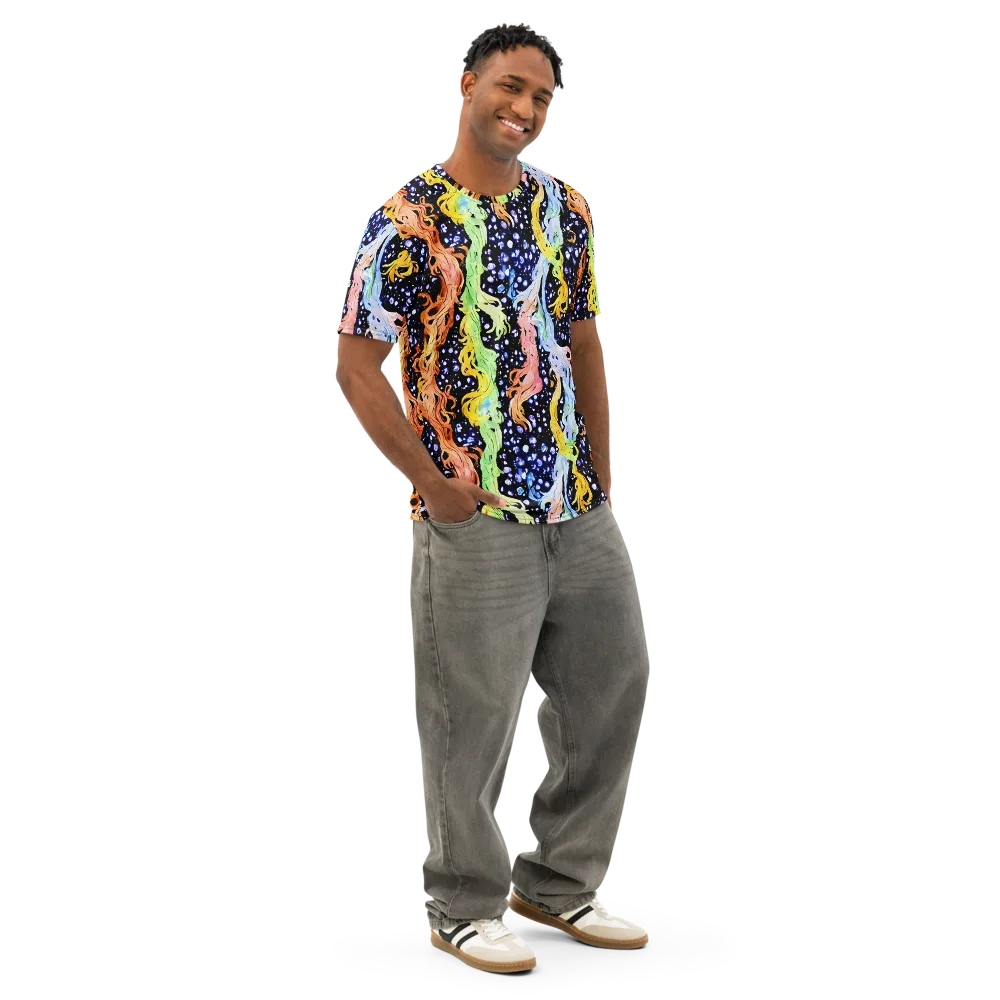 Celestial Serenade on Men's Cotton Crew Neck T-Shirt — Right Front