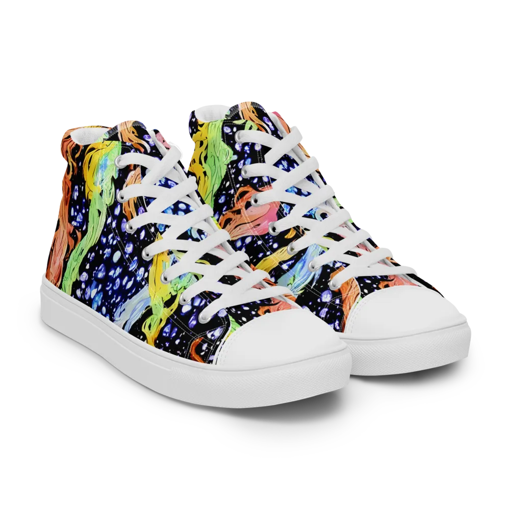 Celestial Serenade on Men's High Top Canvas Shoes — Right Front