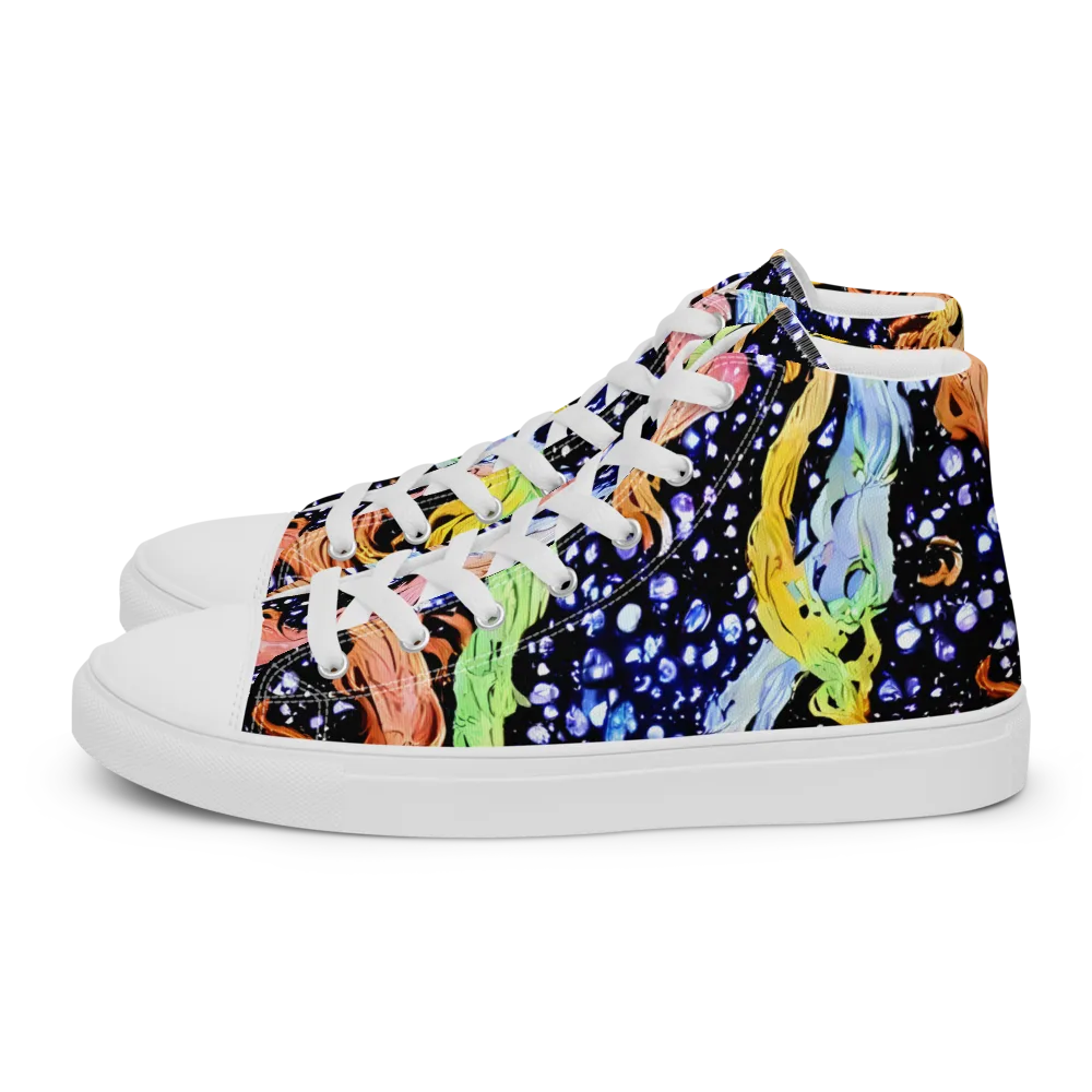 Celestial Serenade on Men's High Top Canvas Shoes — Left