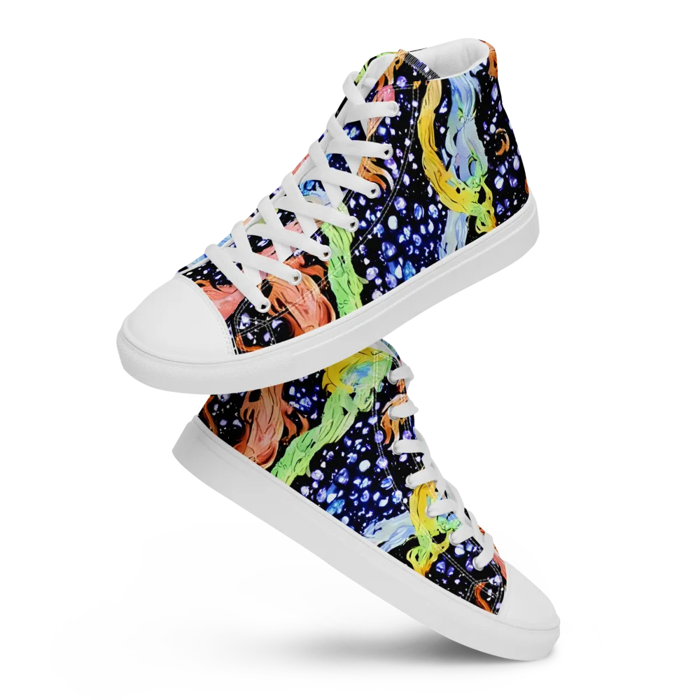 Celestial Serenade on Men's High Top Canvas Shoes — Front